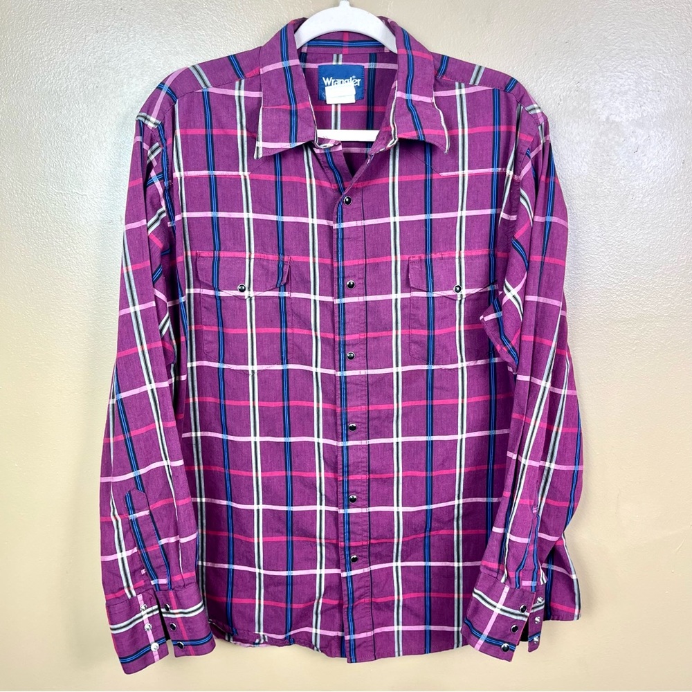 Wrangler Snap Button Men's Long Sleeve Size Large
